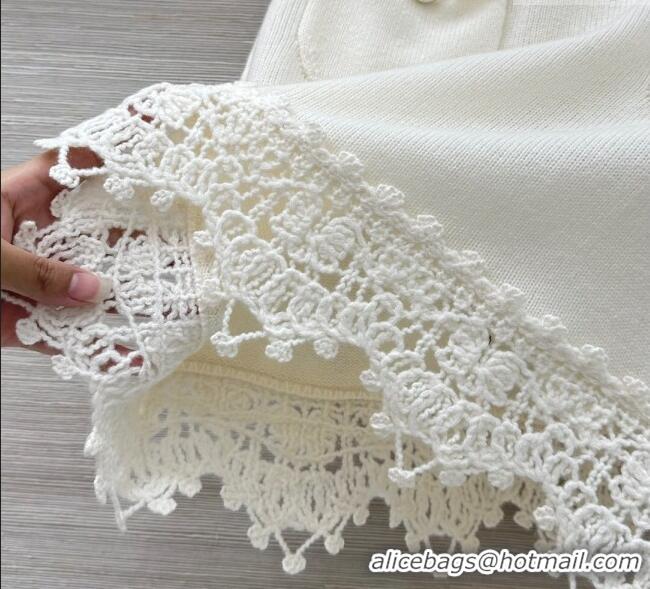 Grade Quality Chanel Knit and Crochet Cardigan and Skirt Set CH110659 White 2025