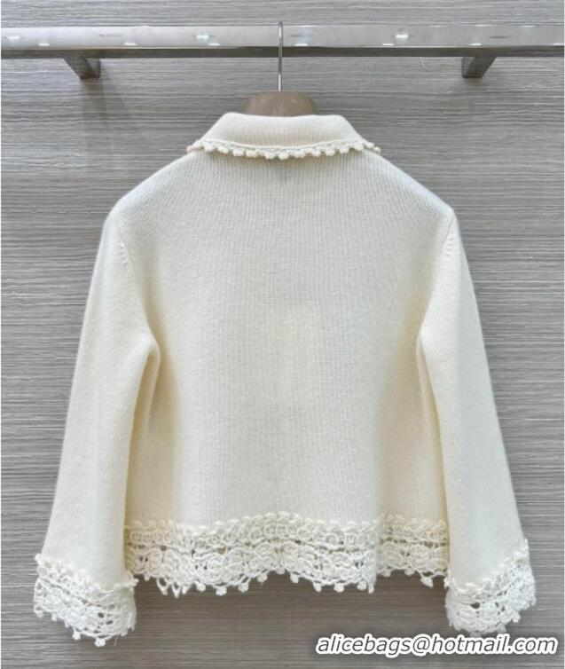 Grade Quality Chanel Knit and Crochet Cardigan and Skirt Set CH110659 White 2025