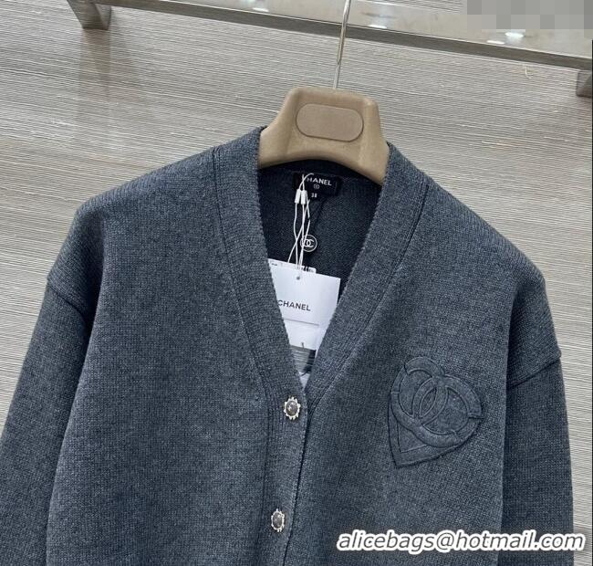 Well Crafted Chanel Wool Heart Cardigan CH110659 Grey 2025