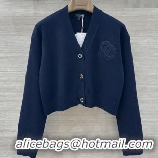 Well Crafted Chanel Wool Heart Cardigan CH110659 Blue 2025