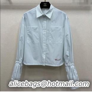 Top Grade Chanel Cotton Striped Shirt CH110669 Blue 2025