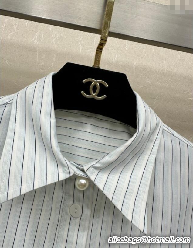 Top Grade Chanel Cotton Striped Shirt CH110669 Blue 2025