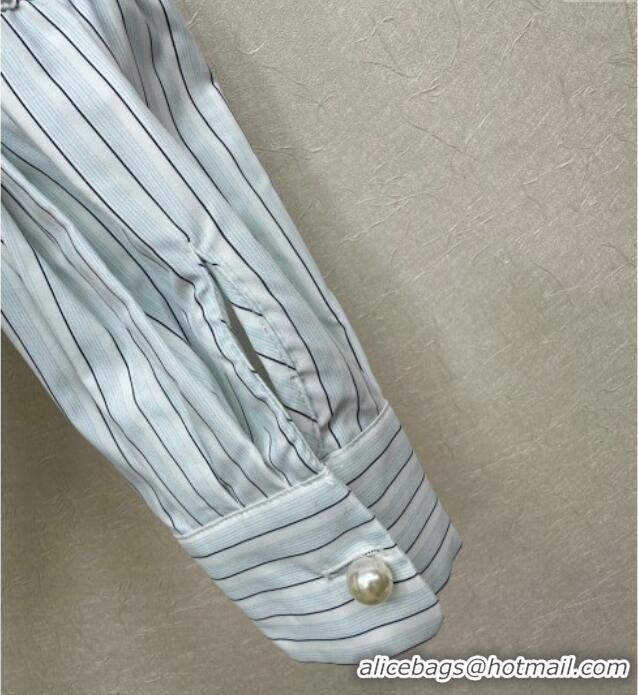 Top Grade Chanel Cotton Striped Shirt CH110669 Blue 2025