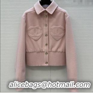 Buy Discount Chanel Wool Short Jacket with Heart CH110686 Light Pink 2025