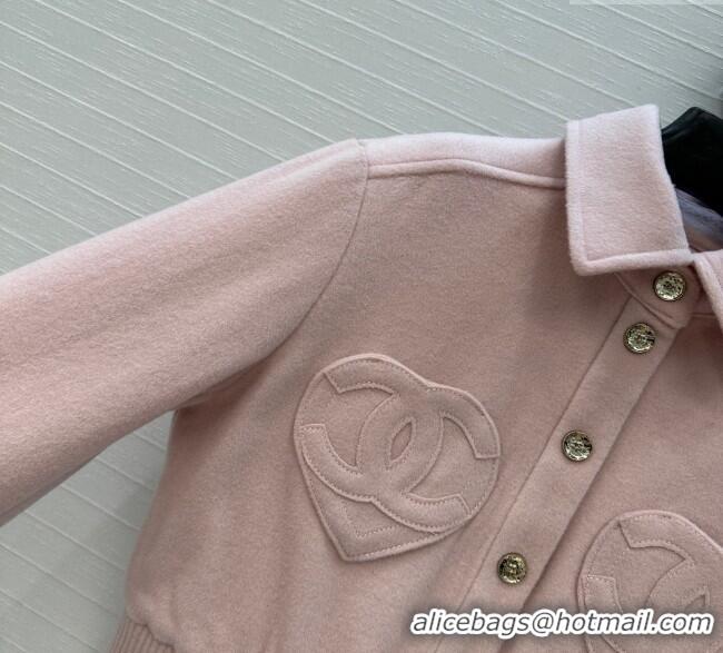 Buy Discount Chanel Wool Short Jacket with Heart CH110686 Light Pink 2025