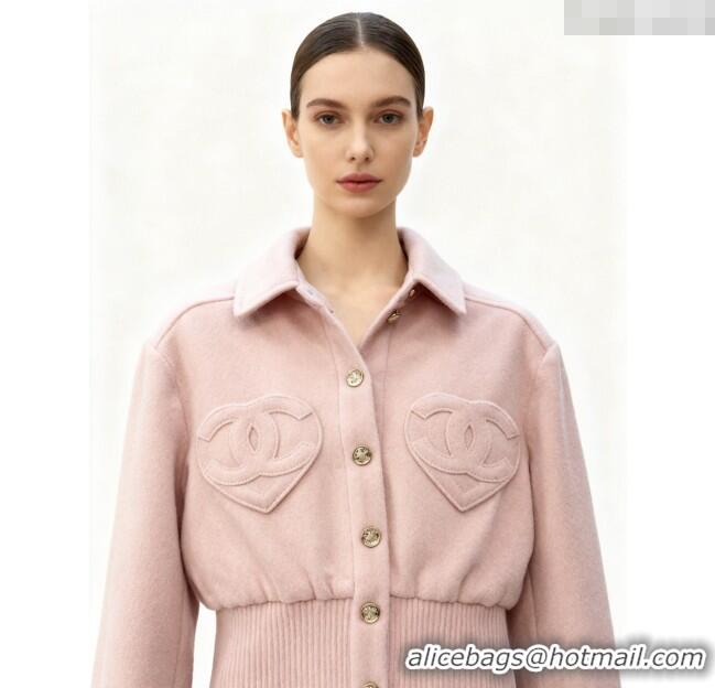 Buy Discount Chanel Wool Short Jacket with Heart CH110686 Light Pink 2025