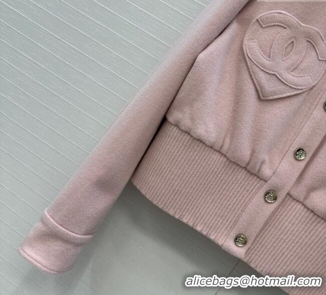 Buy Discount Chanel Wool Short Jacket with Heart CH110686 Light Pink 2025