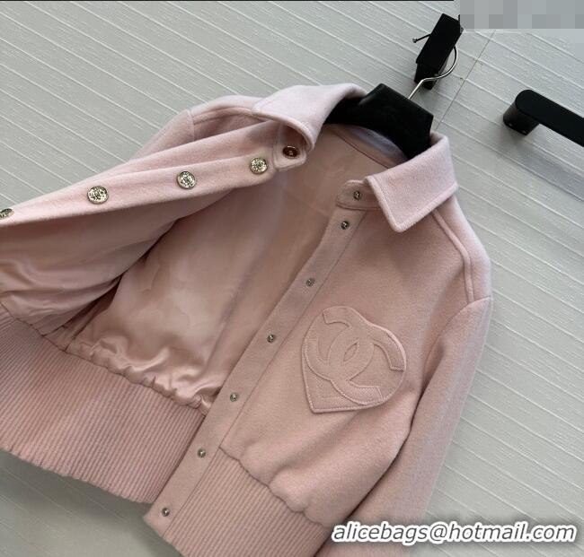 Buy Discount Chanel Wool Short Jacket with Heart CH110686 Light Pink 2025