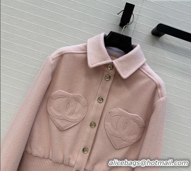 Buy Discount Chanel Wool Short Jacket with Heart CH110686 Light Pink 2025