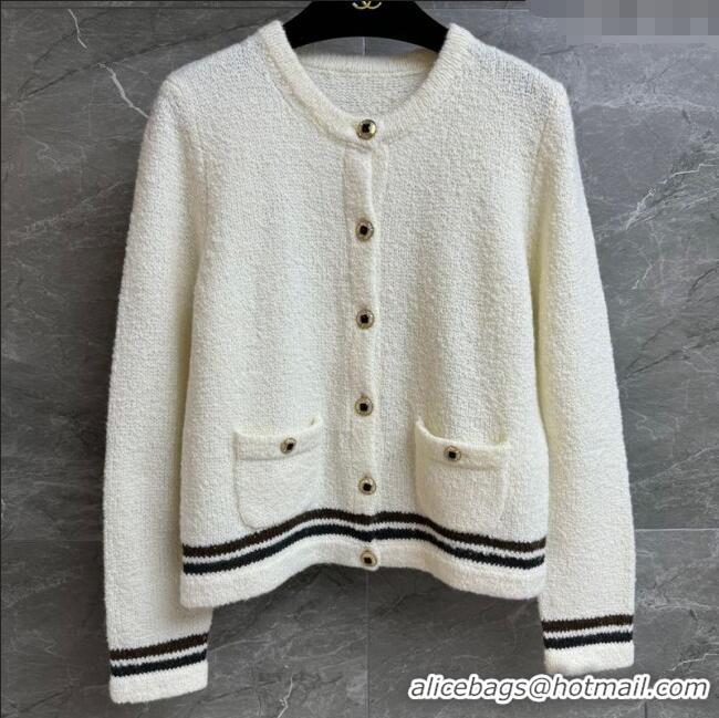 New Release Creation Chanel Cashmere Cardigan CH110511 White 2025