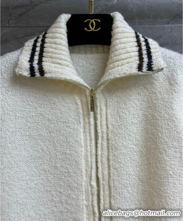 Super Quality Chanel Cashmere Polo Shirt CH110511 White 2025