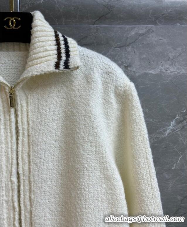 Super Quality Chanel Cashmere Polo Shirt CH110511 White 2025