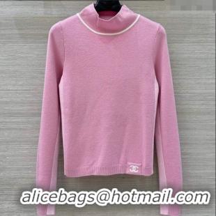 Reasonable Price Chanel Wool Top with CC Logo CH110517 Pink 2025