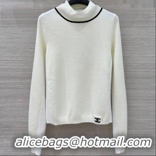 Well Crafted Chanel Wool Top with CC Logo CH110517 White 2025