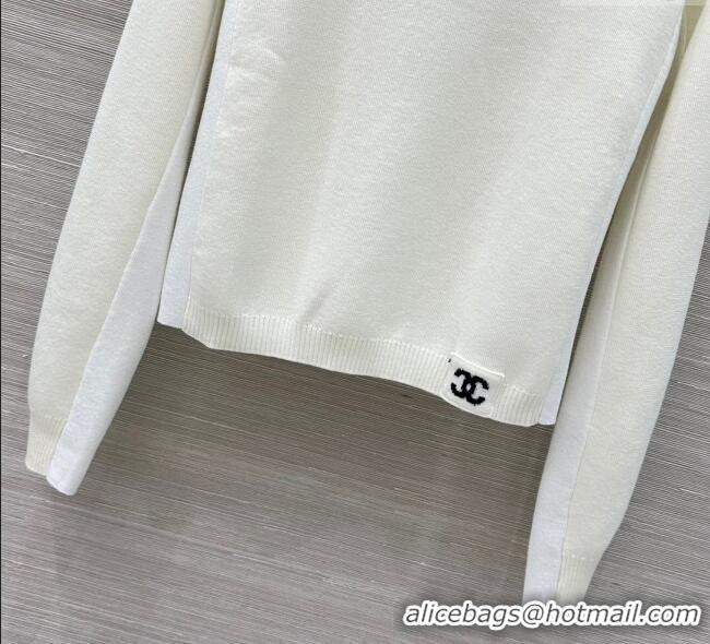 Well Crafted Chanel Wool Top with CC Logo CH110517 White 2025