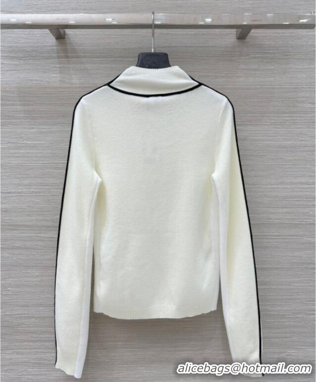 Well Crafted Chanel Wool Top with CC Logo CH110517 White 2025