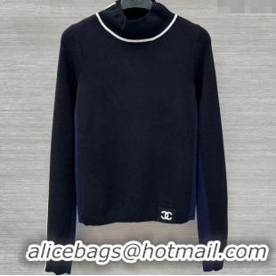 Top Grade Chanel Wool Top with CC Logo CH110517 Black 2025