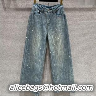 Best Price Balenciaga Cotton Jeans with Strass 0919 Blue 2025
