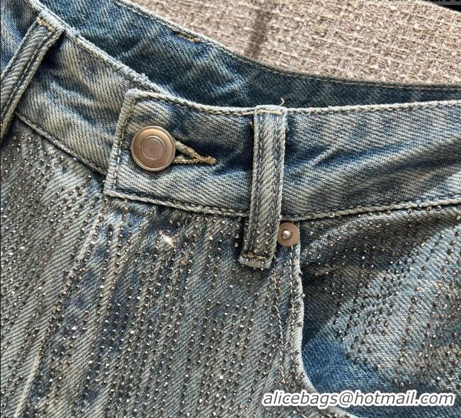 Best Price Balenciaga Cotton Jeans with Strass 0919 Blue 2025