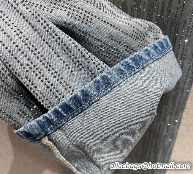 Best Price Balenciaga Cotton Jeans with Strass 0919 Blue 2025