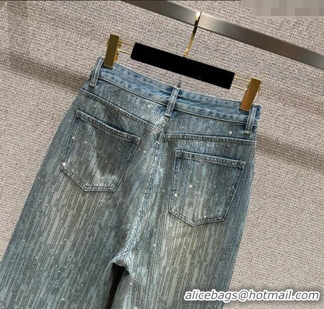 Best Price Balenciaga Cotton Jeans with Strass 0919 Blue 2025