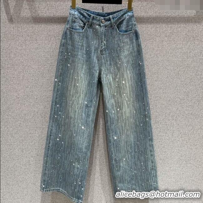 Best Price Balenciaga Cotton Jeans with Strass 0919 Blue 2025
