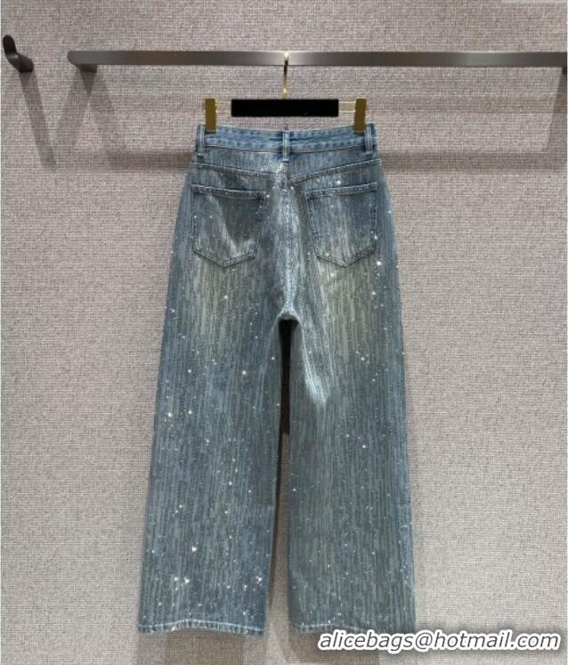 Best Price Balenciaga Cotton Jeans with Strass 0919 Blue 2025