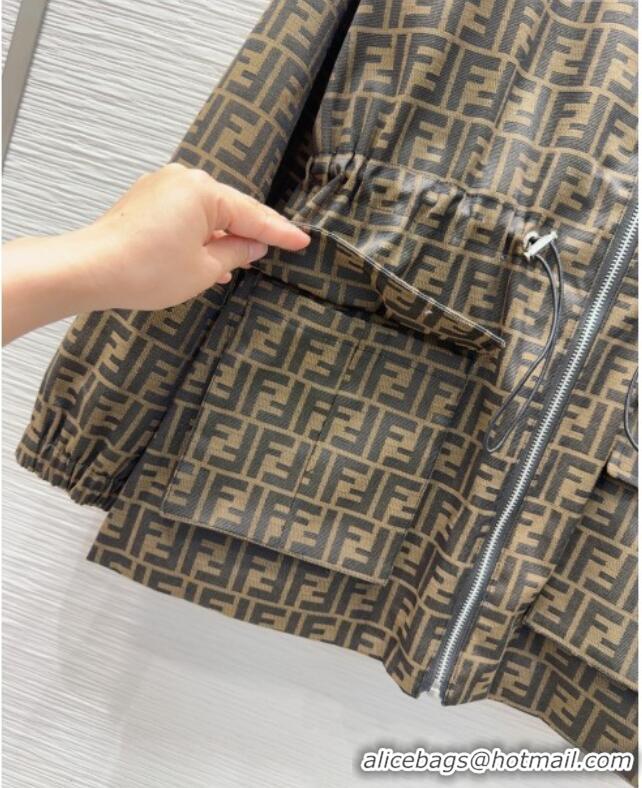 Traditional Discount Fendi Cotton FF Coat FE091922 Brown 2025