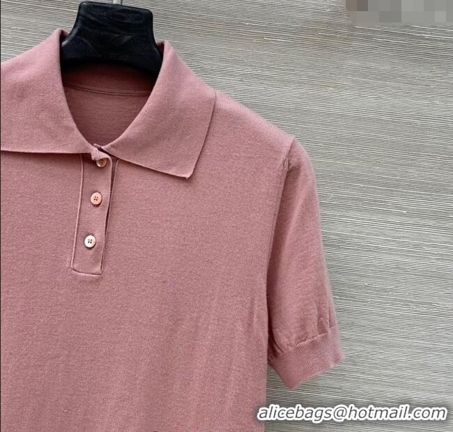 Affordable Price Fendi Cashmere Polo Shirt with Lace 1014 Pink 2025