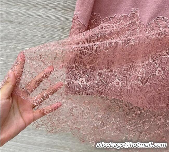 Affordable Price Fendi Cashmere Polo Shirt with Lace 1014 Pink 2025