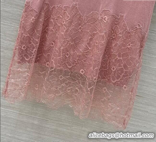 Affordable Price Fendi Cashmere Polo Shirt with Lace 1014 Pink 2025