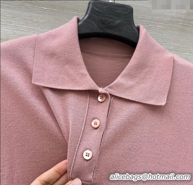 Affordable Price Fendi Cashmere Polo Shirt with Lace 1014 Pink 2025