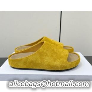 Classic Hot The Row Suede Platform Slides Sandal Yellow 0604103