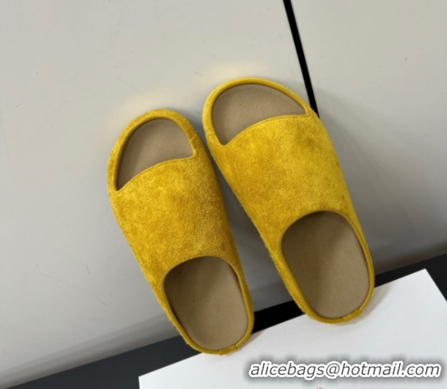 Classic Hot The Row Suede Platform Slides Sandal Yellow 0604103