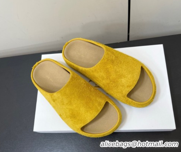 Classic Hot The Row Suede Platform Slides Sandal Yellow 0604103
