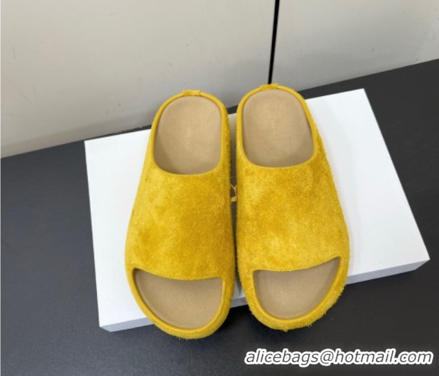 Classic Hot The Row Suede Platform Slides Sandal Yellow 0604103