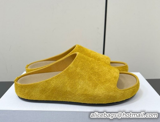 Classic Hot The Row Suede Platform Slides Sandal Yellow 0604103