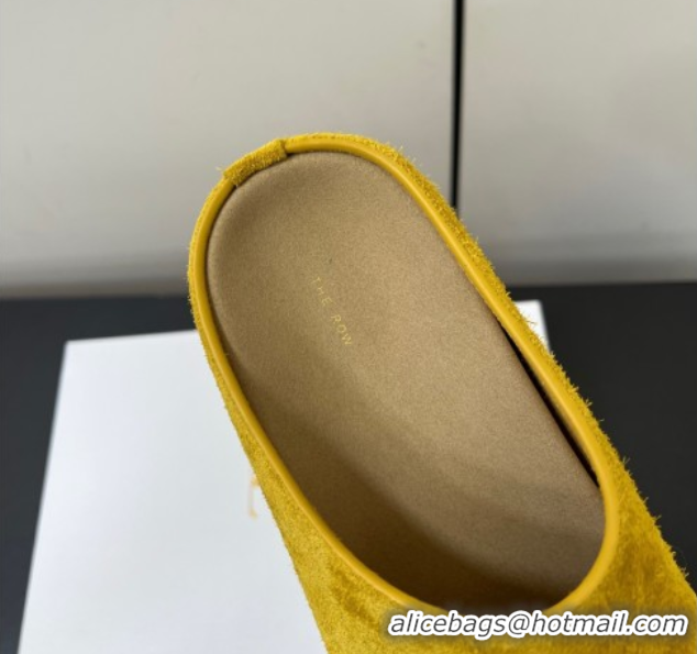 Classic Hot The Row Suede Platform Slides Sandal Yellow 0604103