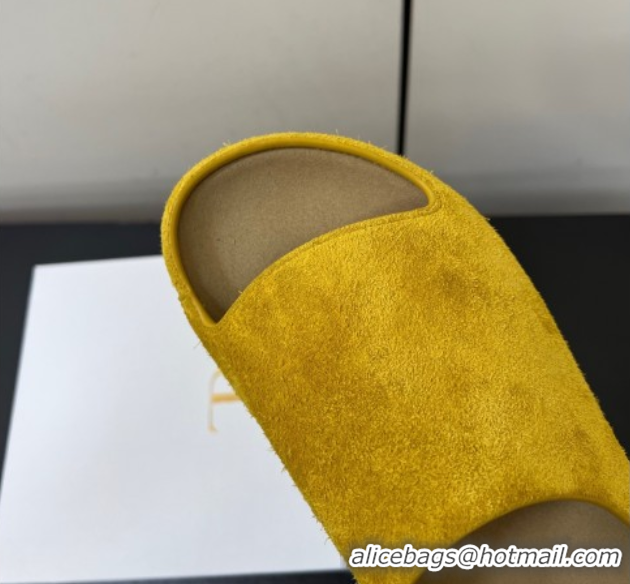 Classic Hot The Row Suede Platform Slides Sandal Yellow 0604103