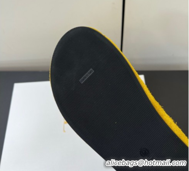 Classic Hot The Row Suede Platform Slides Sandal Yellow 0604103