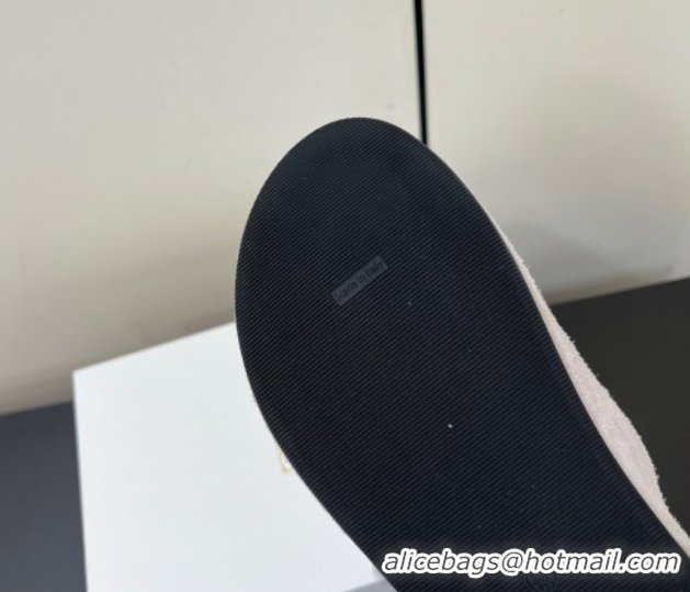 Good Quality The Row Suede Platform Slides Sandal Light Grey 0604104