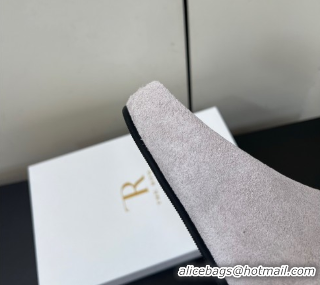 Good Quality The Row Suede Platform Slides Sandal Light Grey 0604104