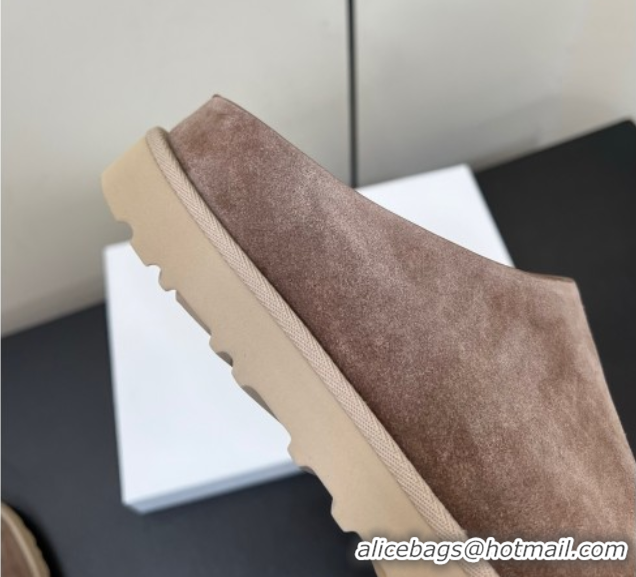 Grade Quality The Row Suede Platform Slides Sandal Taupe 0604105