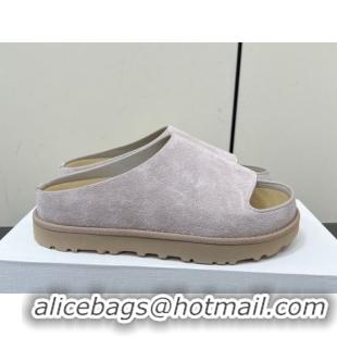 Low Price The Row Suede Platform Slides Sandal Light Grey 0604106