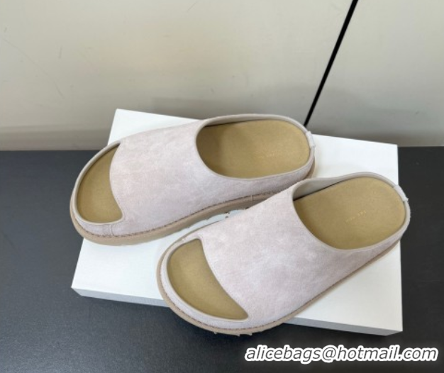 Low Price The Row Suede Platform Slides Sandal Light Grey 0604106