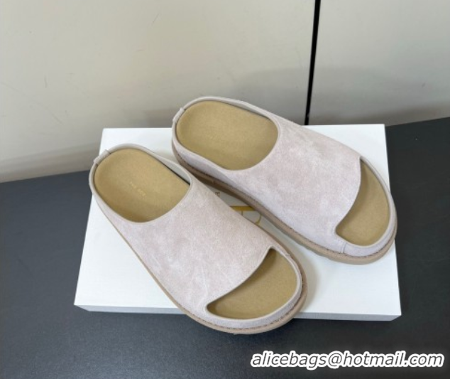 Low Price The Row Suede Platform Slides Sandal Light Grey 0604106