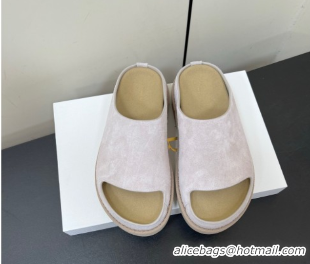 Low Price The Row Suede Platform Slides Sandal Light Grey 0604106