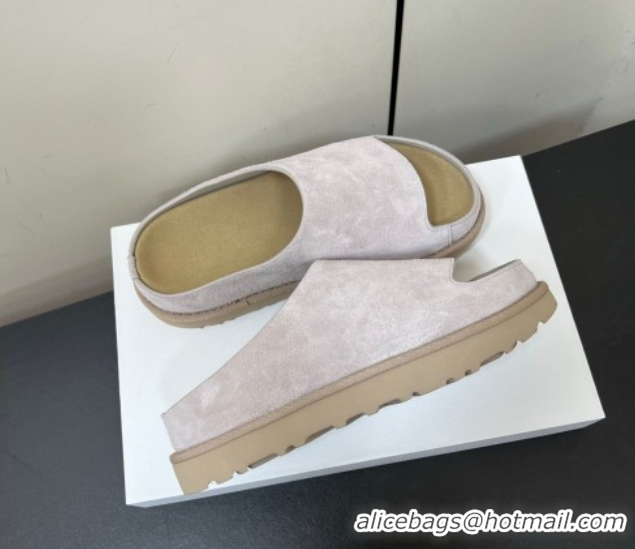 Low Price The Row Suede Platform Slides Sandal Light Grey 0604106