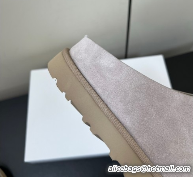 Low Price The Row Suede Platform Slides Sandal Light Grey 0604106