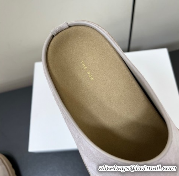 Low Price The Row Suede Platform Slides Sandal Light Grey 0604106